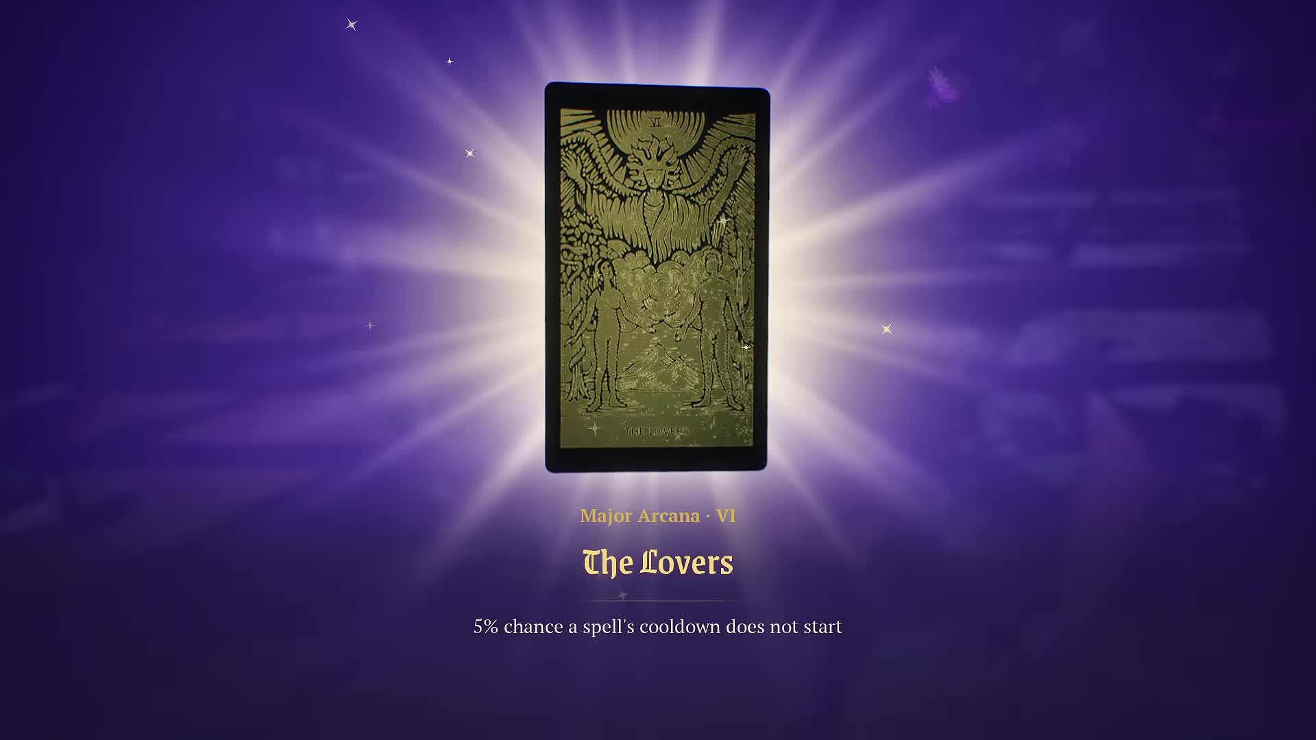 The Lovers Major Arcana VI reveal with a five percent chance that a spell cooldown does not start